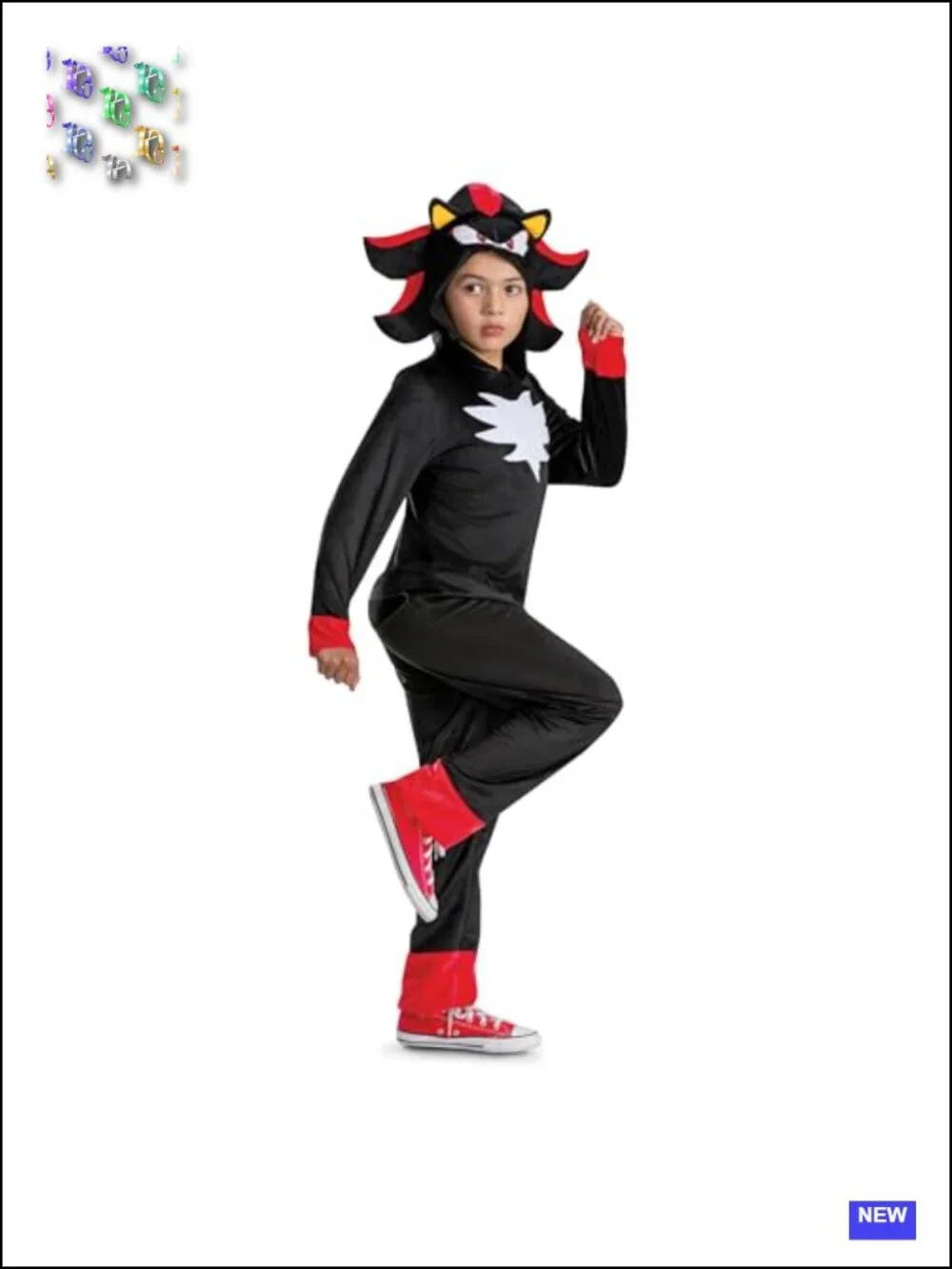 Officially Licensed Sonic Shadow Costume for Kids, Hooded Jumpsuit, Halloween